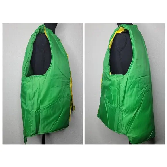 Vintage Unbranded Reversible Retro Striped Unisex Nylon Puffer Vest Pockets✨️L - Picture 5 of 16